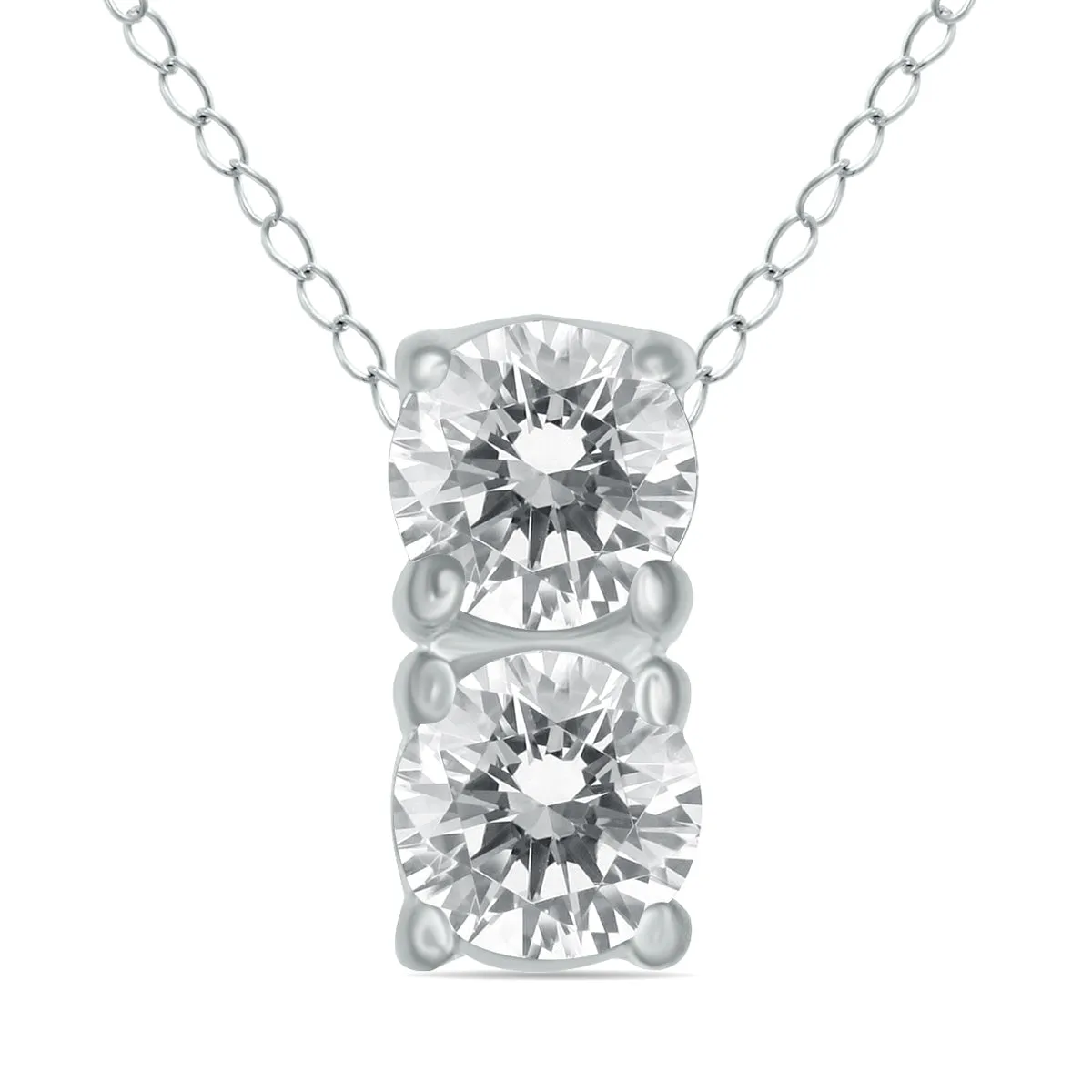 1/2 Ctw Two Stone Diamond Pendant In 14K White Gold