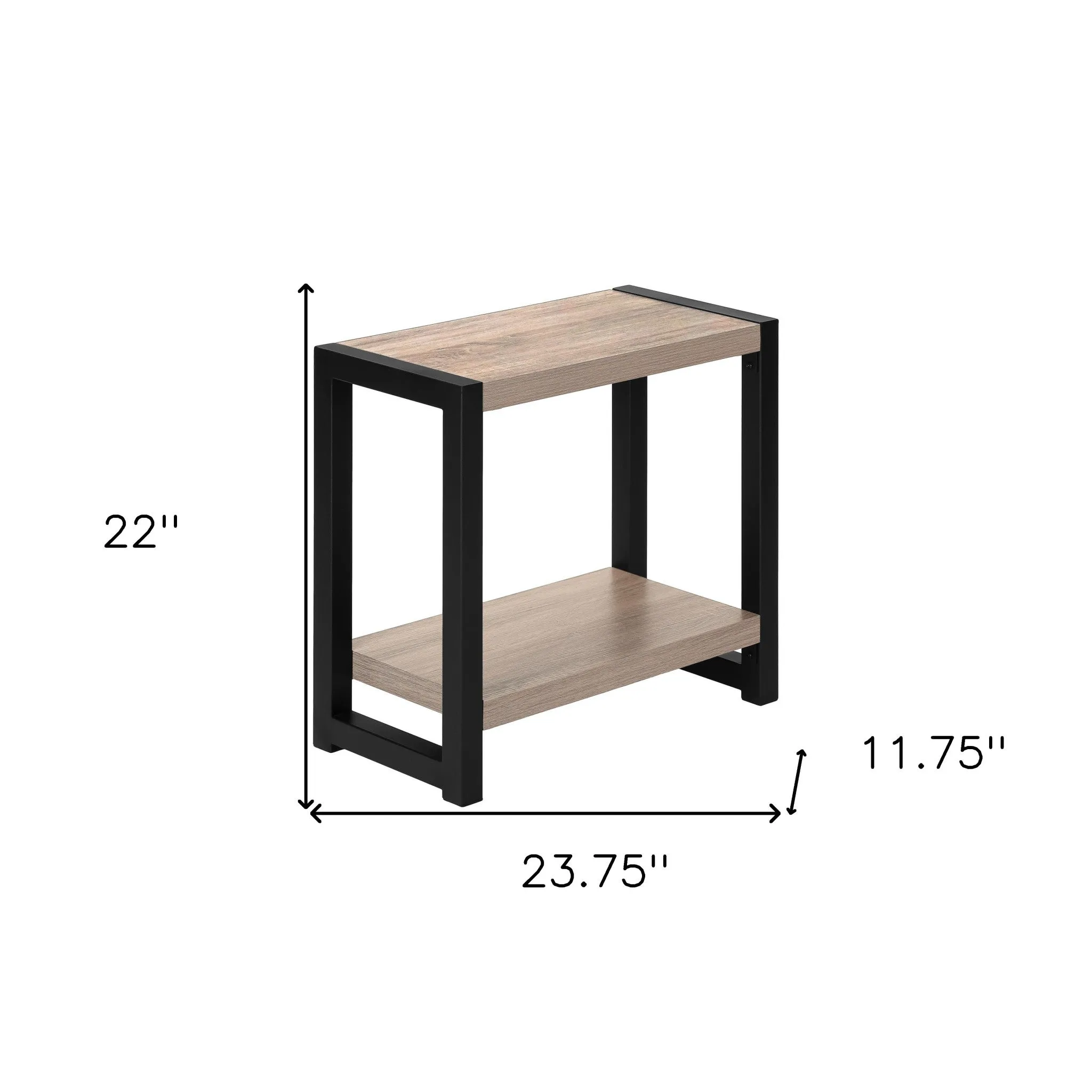 22" Black And Dark Taupe End Table With Shelf By Homeroots