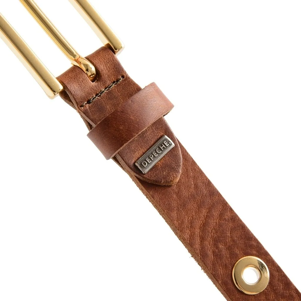 Cool narrow belt with details / 11478 - Brown