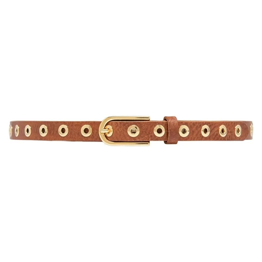 Cool narrow belt with details / 11478 - Brown