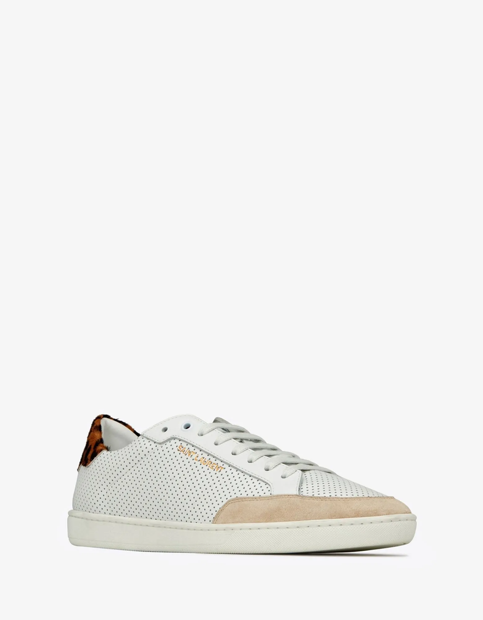 Court Classic SL/10 White Perforated Leather Trainers