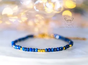 Dainty faceted Lapis Lazuli gemstone bracelet