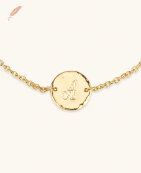 Engravable Mini Initial Disk Bracelet Gold