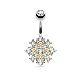 Gem Paved Starburst 316L Surgical Steel WildKlass Belly Button Navel Rings