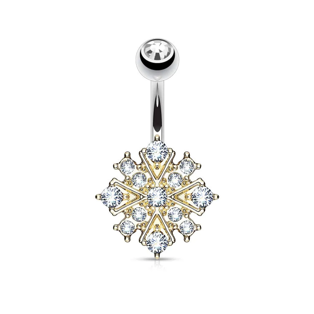 Gem Paved Starburst 316L Surgical Steel WildKlass Belly Button Navel Rings