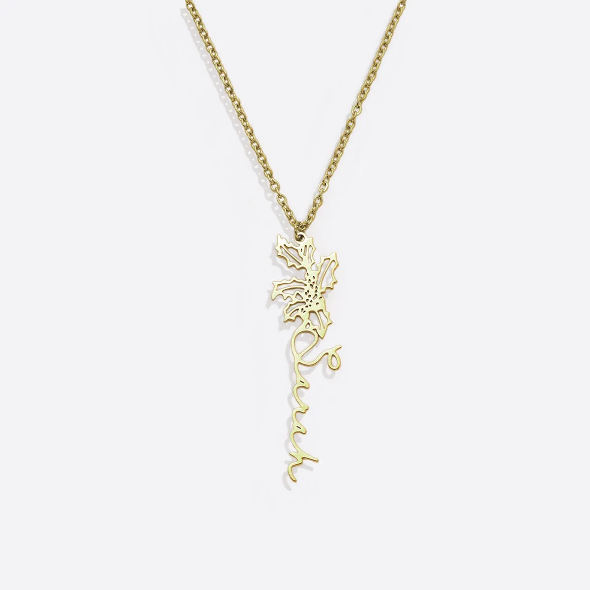 Sterling Silver Birth Flower Name Necklace