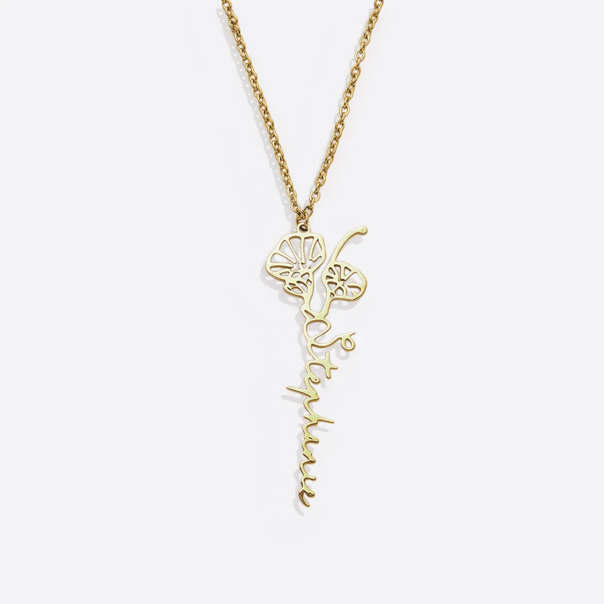 Sterling Silver Birth Flower Name Necklace