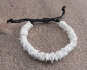 White Puka Square Cut Slider Bracelet