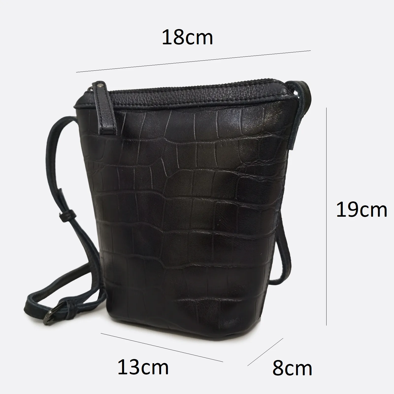 Women's genuine cowhide leather handphone bag Mirren design in crocodile print